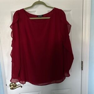 Roz & Ali Burgundy Chiffon Blouse